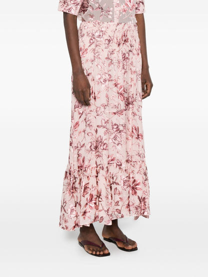 Alice + Olivia Floral Print Maxi Skirt Pink