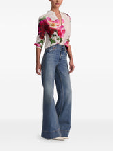 Alice + Olivia Floral Silk Buttoned Shirt White