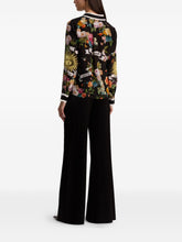 Alice + Olivia Floral Silk Printed Shirt Black