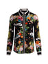 Alice + Olivia Floral Silk Printed Shirt Black