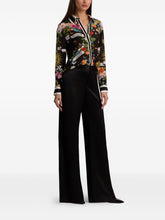 Alice + Olivia Floral Silk Printed Shirt Black