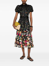 Alice + Olivia Floral Print Belted Midi Dress Black