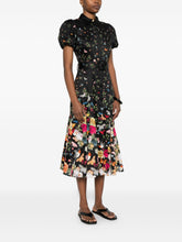 Alice + Olivia Floral Print Belted Midi Dress Black