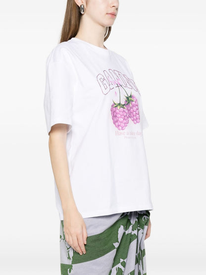 Ganni Graphic Cotton T-Shirt White