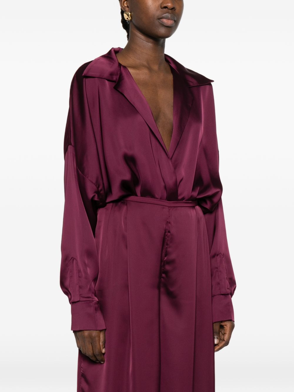 Norma Kamali Oversized Shirt Bodysuit Purple purple