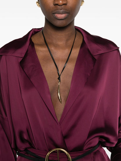 Norma Kamali Oversized Shirt Bodysuit Purple purple