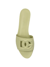 Dolce & Gabbana DG Logo Flat Leather Sandals Light green