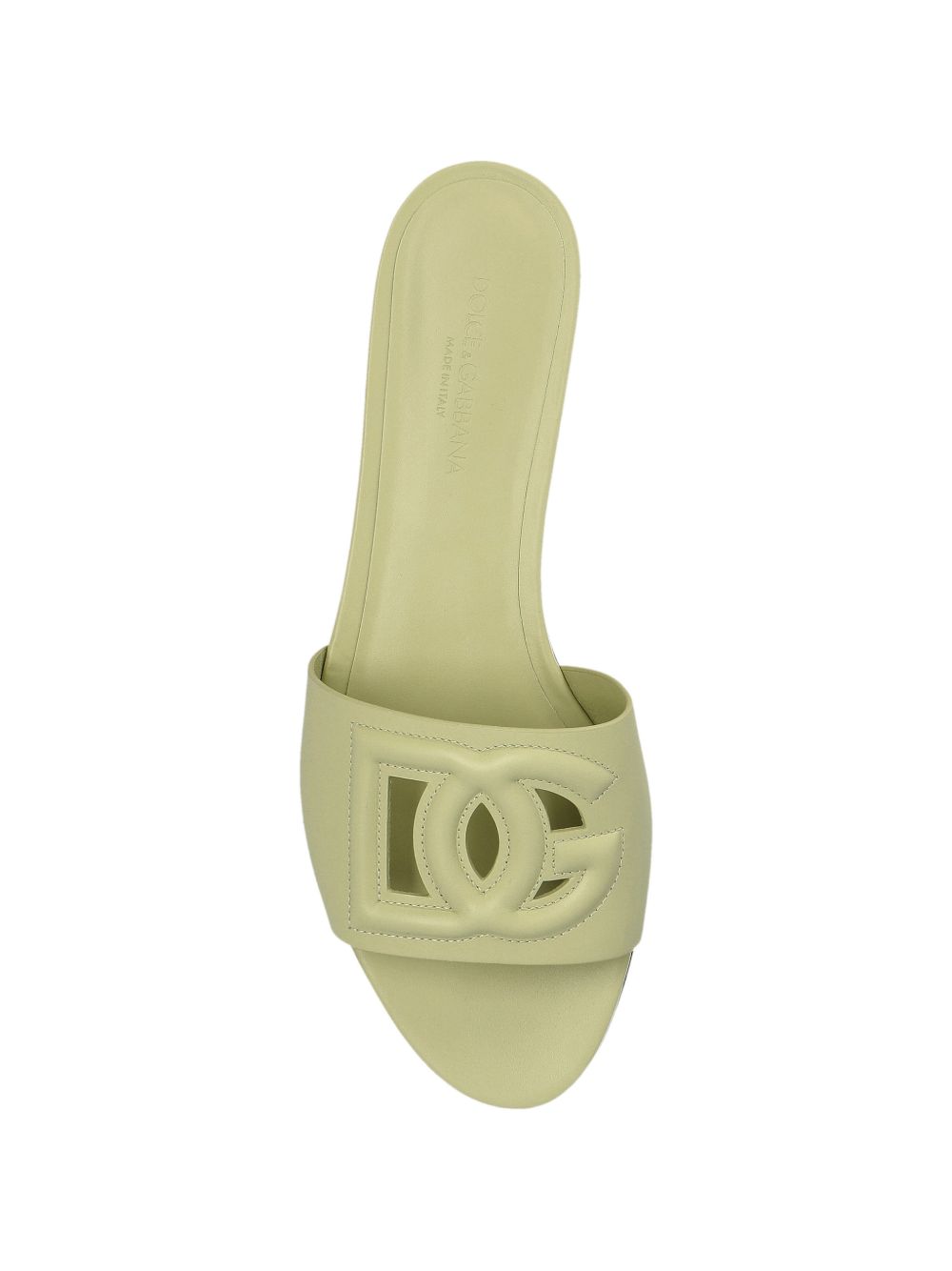 Dolce &amp; Gabbana DG Logo Flat Leather Sandals Light green