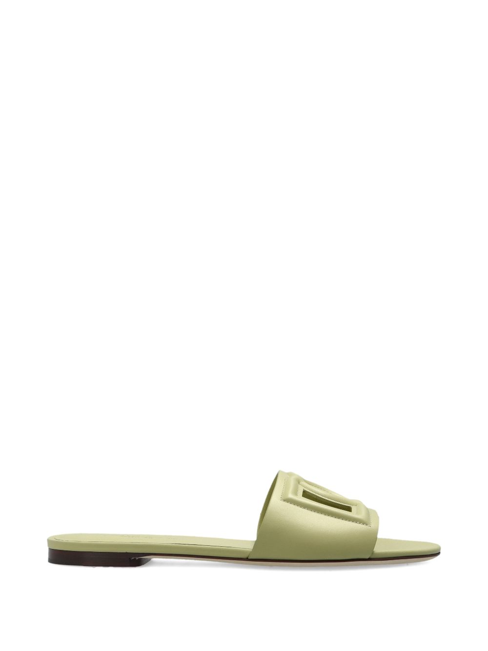 Dolce &amp; Gabbana DG Logo Flat Leather Sandals Light green