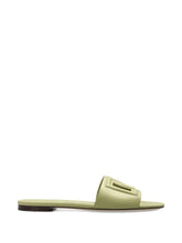 Dolce & Gabbana DG Logo Flat Leather Sandals Light green
