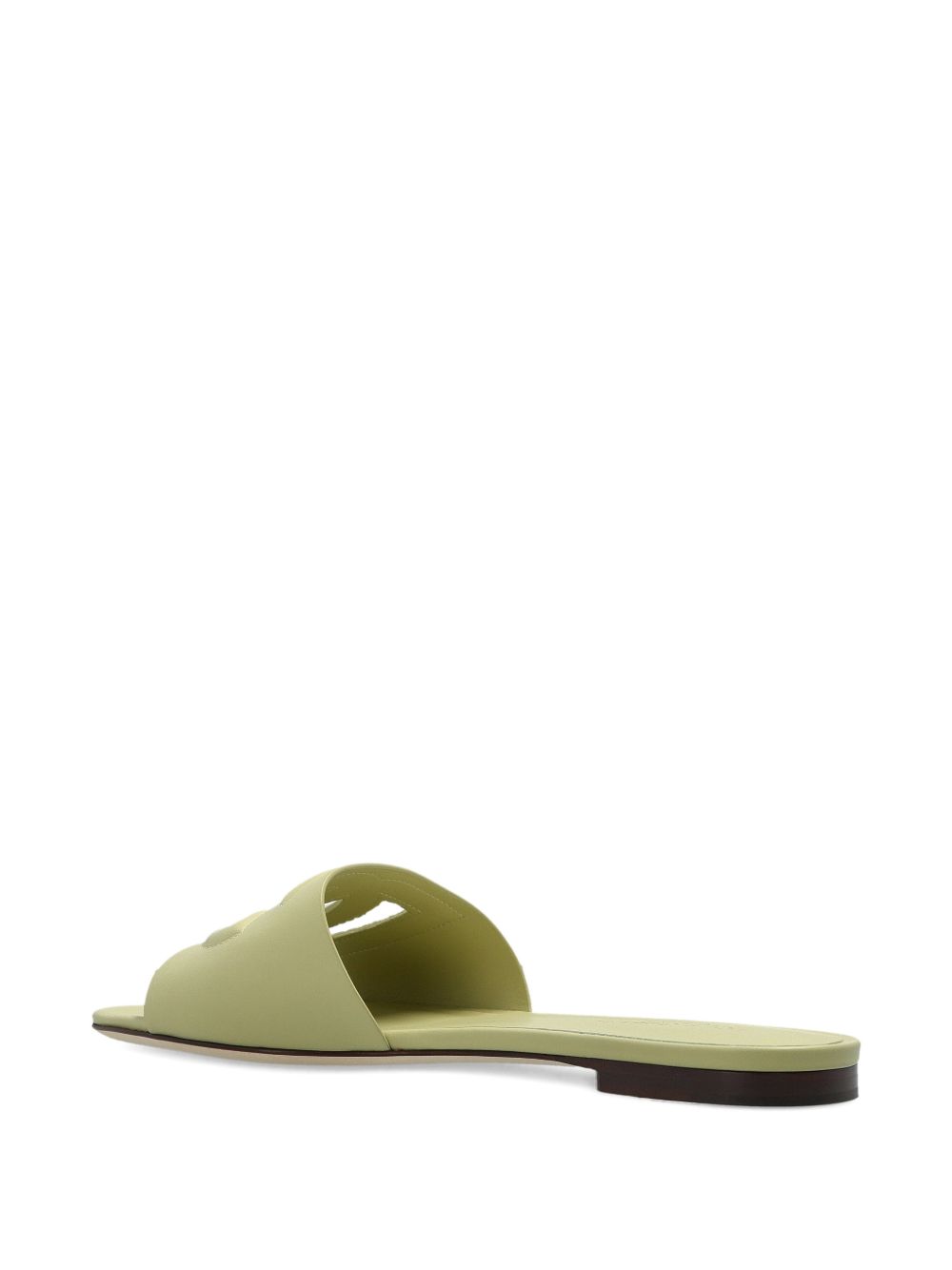 Dolce &amp; Gabbana DG Logo Flat Leather Sandals Light green