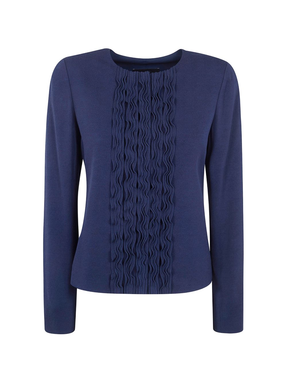 Emporio Armani Ruffled Viscose Jacket Blue Blue