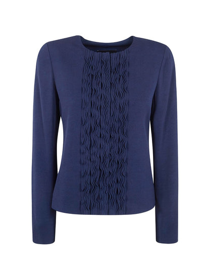 Emporio Armani Ruffled Viscose Jacket Blue Blue