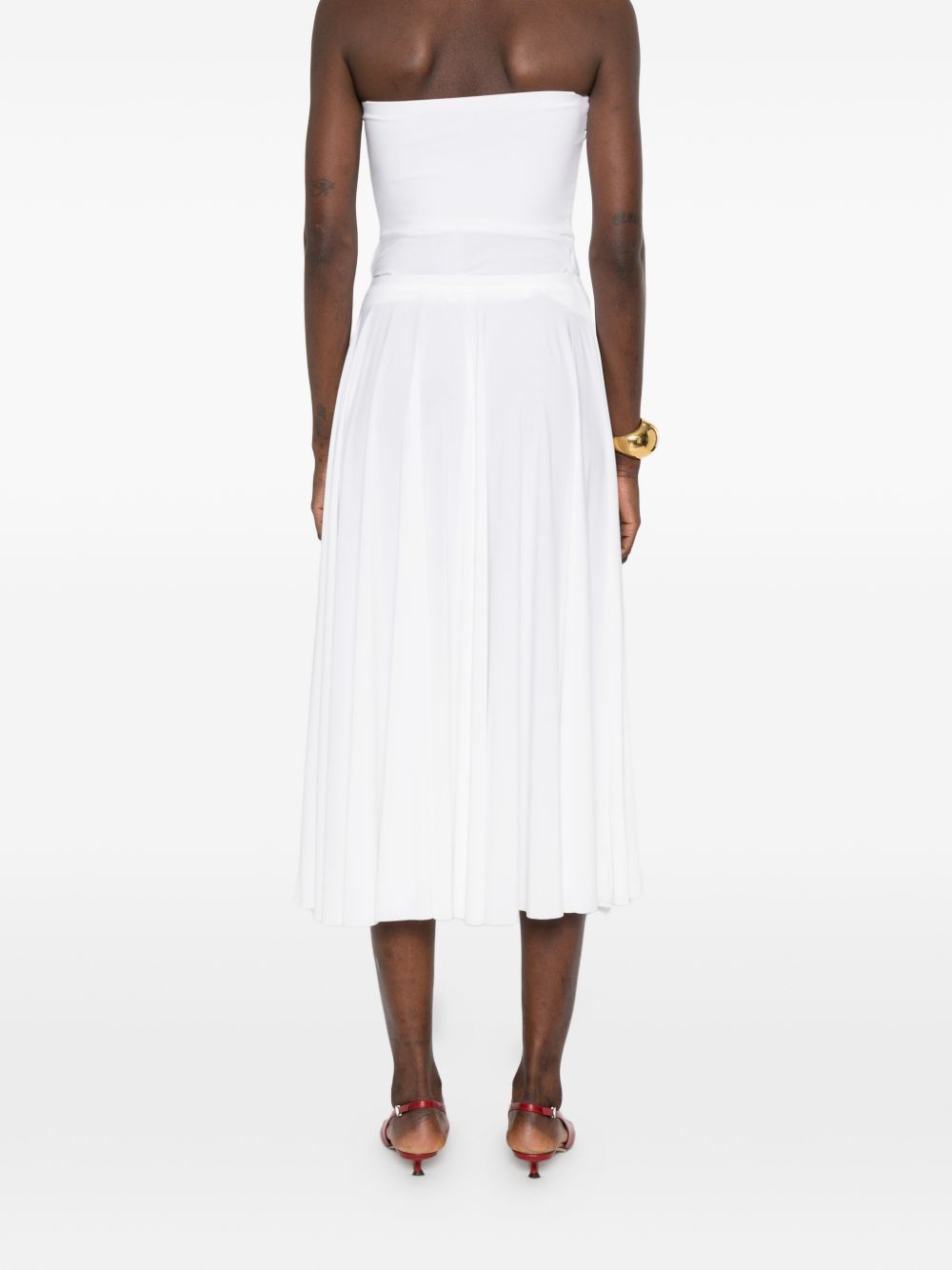 Norma Kamali Flared Draped Midi Skirt White white