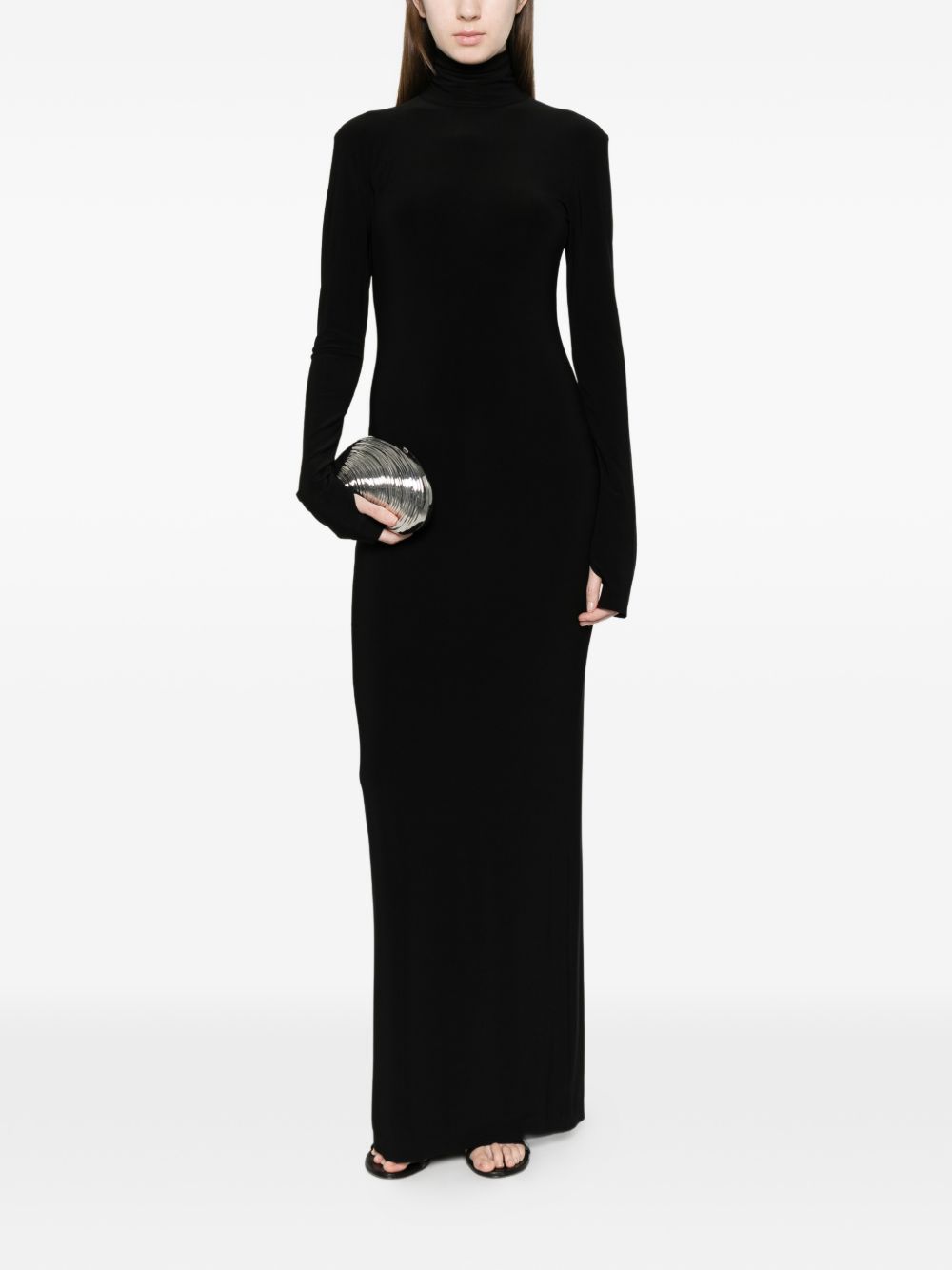 Norma Kamali Long Sleeve High Neck Dress Black black