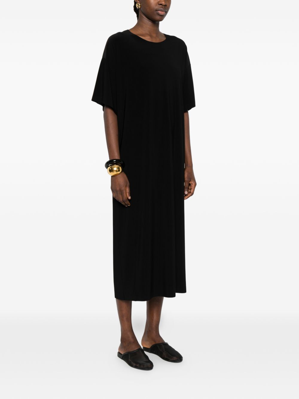 Norma Kamali Short Sleeve Midi Dress Black