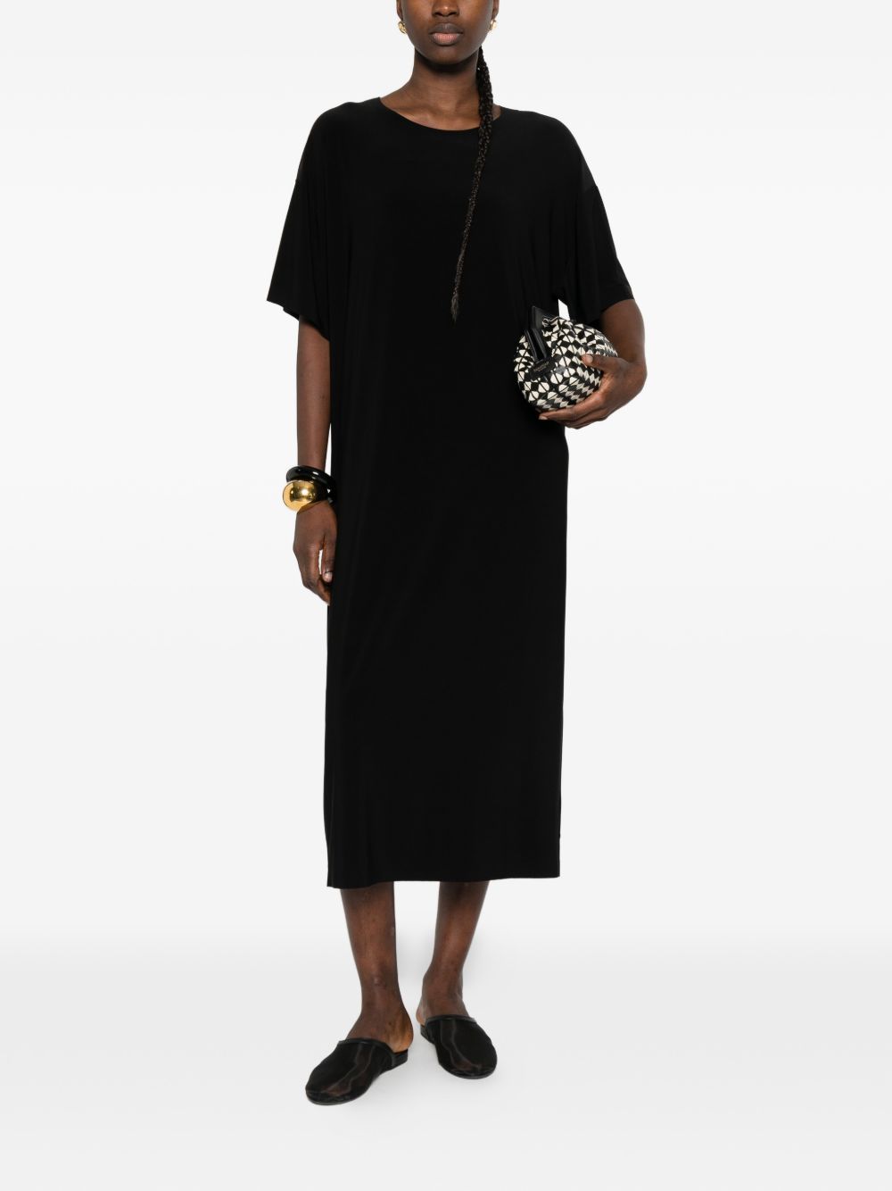 Norma Kamali Short Sleeve Midi Dress Black
