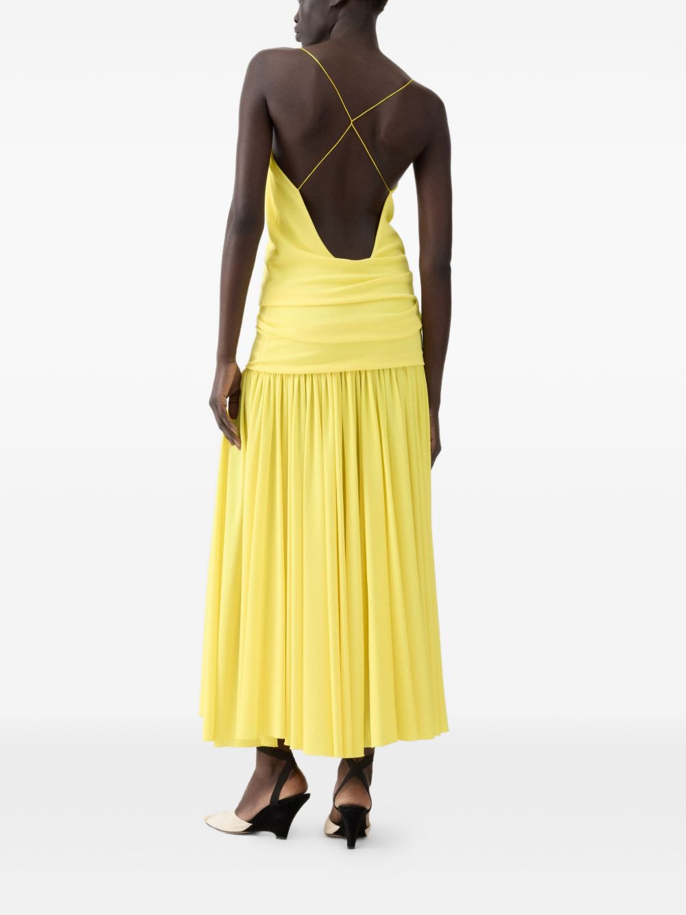 JACQUEMUS Abiha Pleated Maxi Dress Yellow