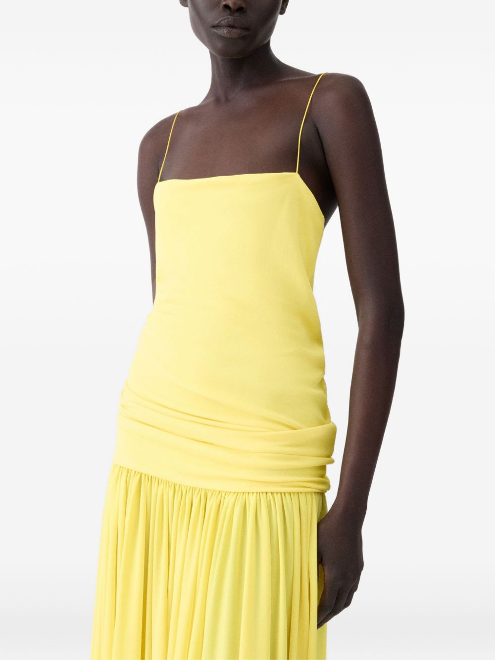 JACQUEMUS Abiha Pleated Maxi Dress Yellow