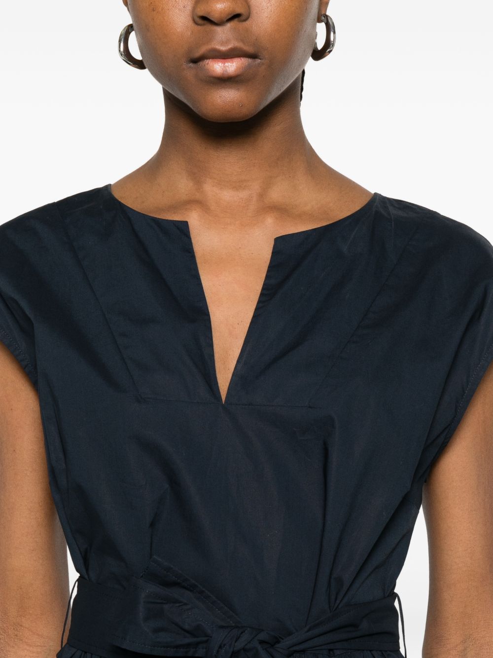 Woolrich V-Neck Cotton Mini Dress Blue