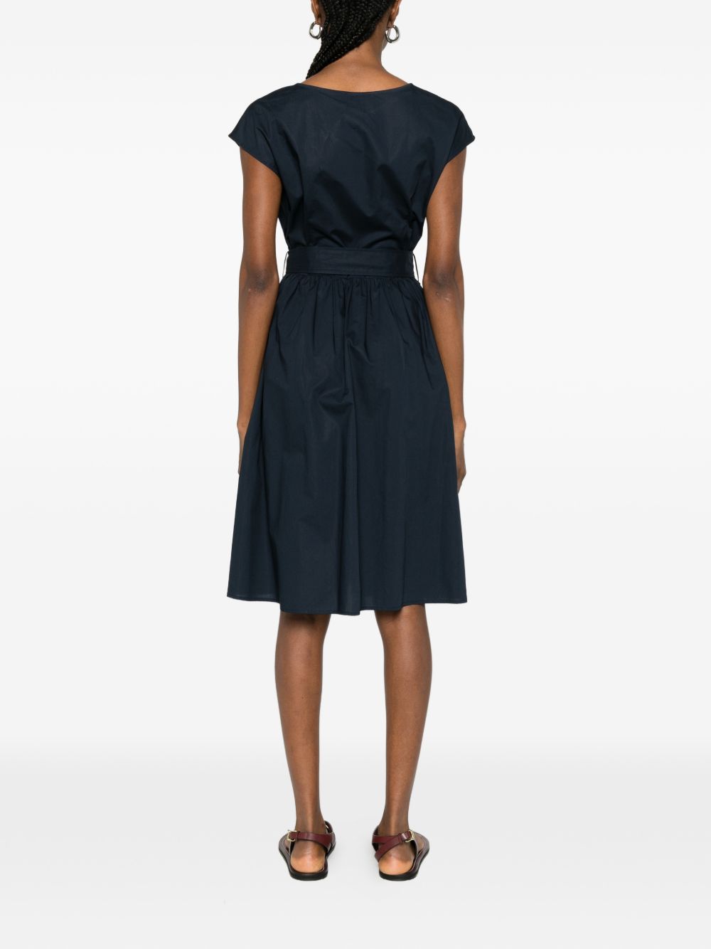 Woolrich V-Neck Cotton Mini Dress Blue