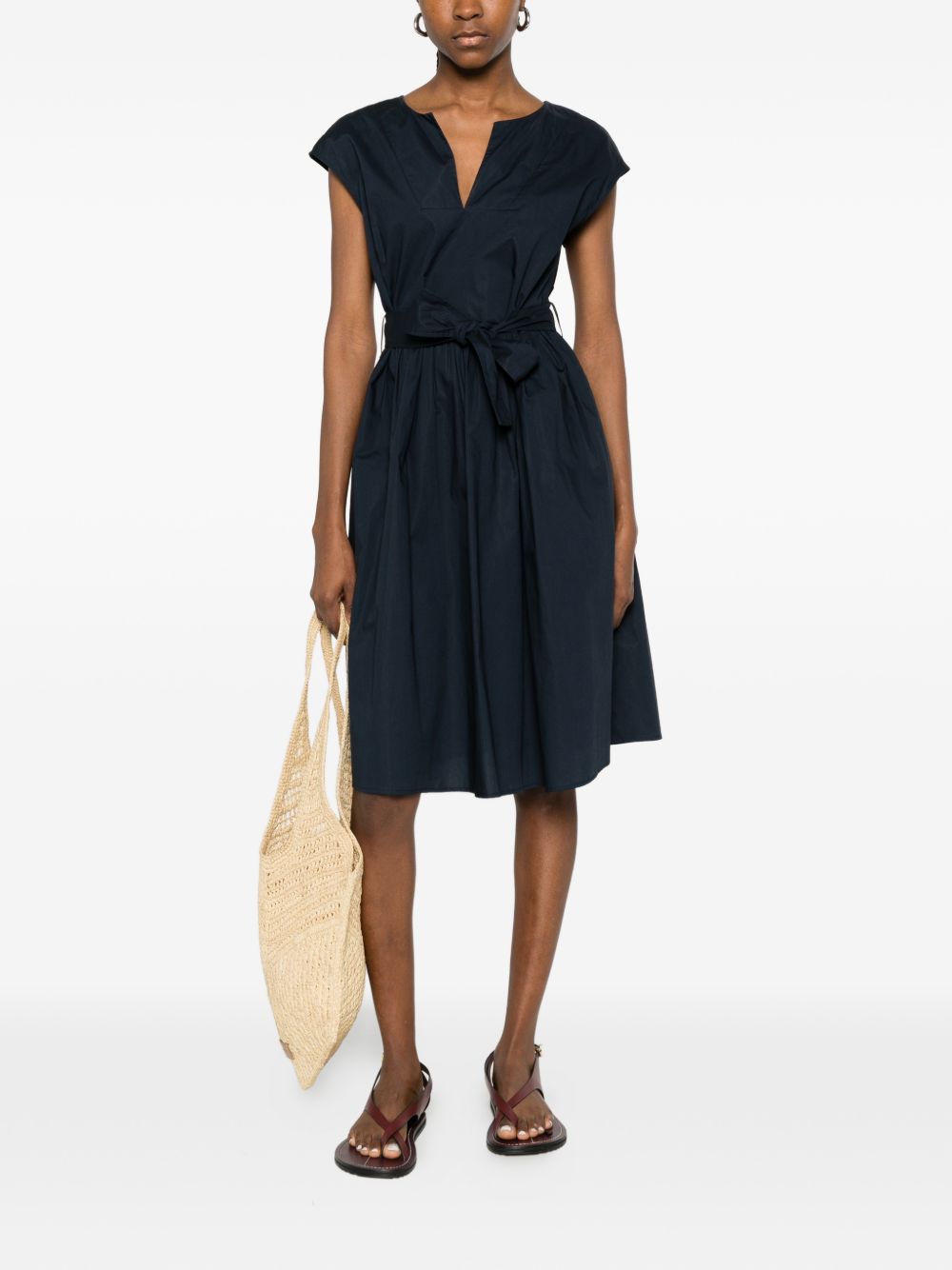 Woolrich V-Neck Cotton Mini Dress Blue