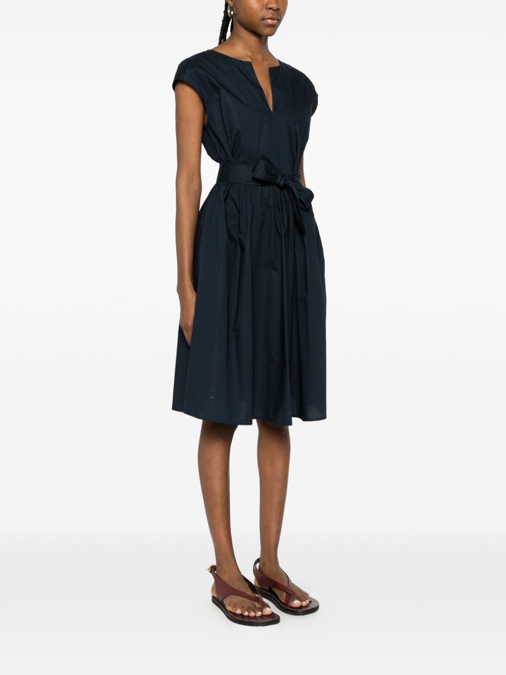 Woolrich V-Neck Cotton Mini Dress Blue