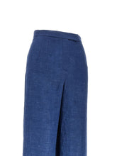 Emporio Armani Wide Leg Linen Trousers Blue