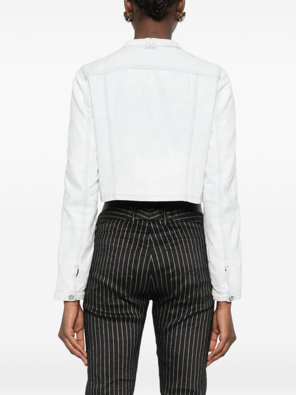 Diesel Zip Denim Cotton Jacket Clear Blue