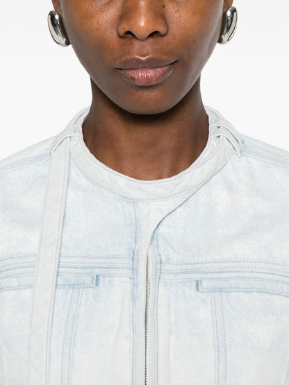 Diesel Zip Denim Cotton Jacket Clear Blue