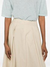 Woolrich A-line Pleated Cotton Skirt Beige