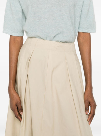 Woolrich A-line Pleated Cotton Skirt Beige