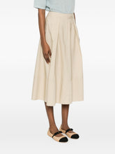 Woolrich A-line Pleated Cotton Skirt Beige