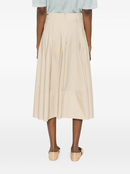 Woolrich A-line Pleated Cotton Skirt Beige
