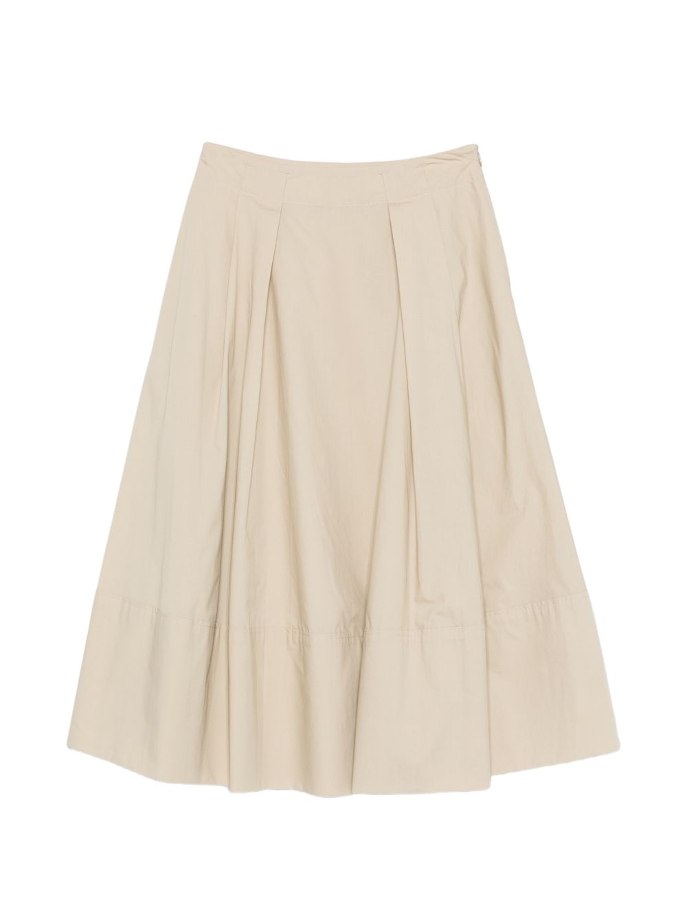 Woolrich A-line Pleated Cotton Skirt Beige