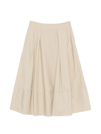 Woolrich A-line Pleated Cotton Skirt Beige