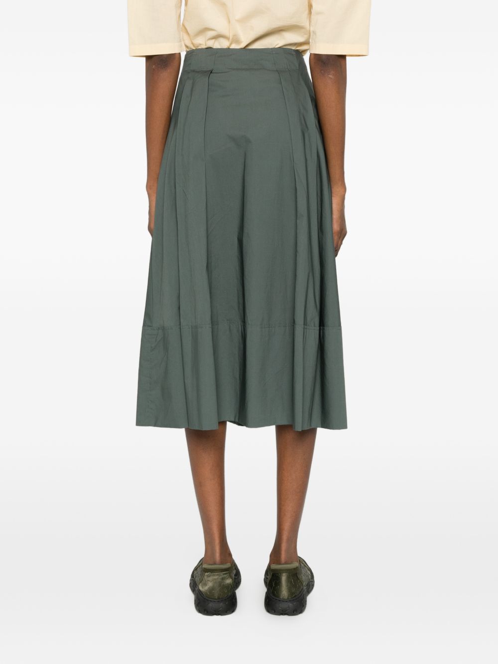 Woolrich Pleated Cotton Long Skirt Green