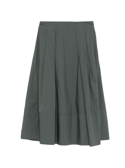 Woolrich Pleated Cotton Long Skirt Green