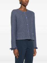 Emporio Armani Buttoned Fringed Blazer Jacket Blue