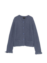 Emporio Armani Buttoned Fringed Blazer Jacket Blue