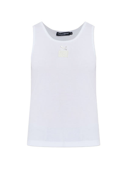 Dolce &amp; Gabbana Appliqué Cotton Sleeveless Top White