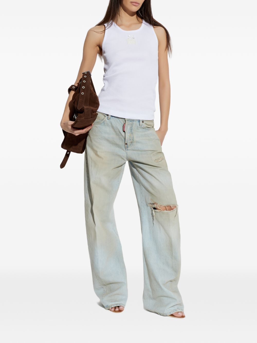 Dolce &amp; Gabbana Appliqué Cotton Sleeveless Top White