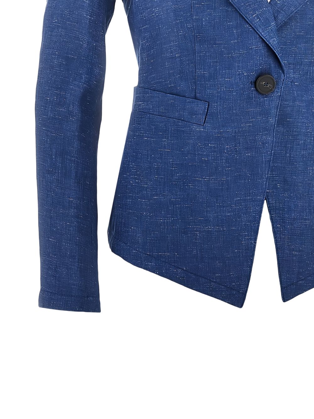 Emporio Armani Single-Breasted Linen Jacket Blue