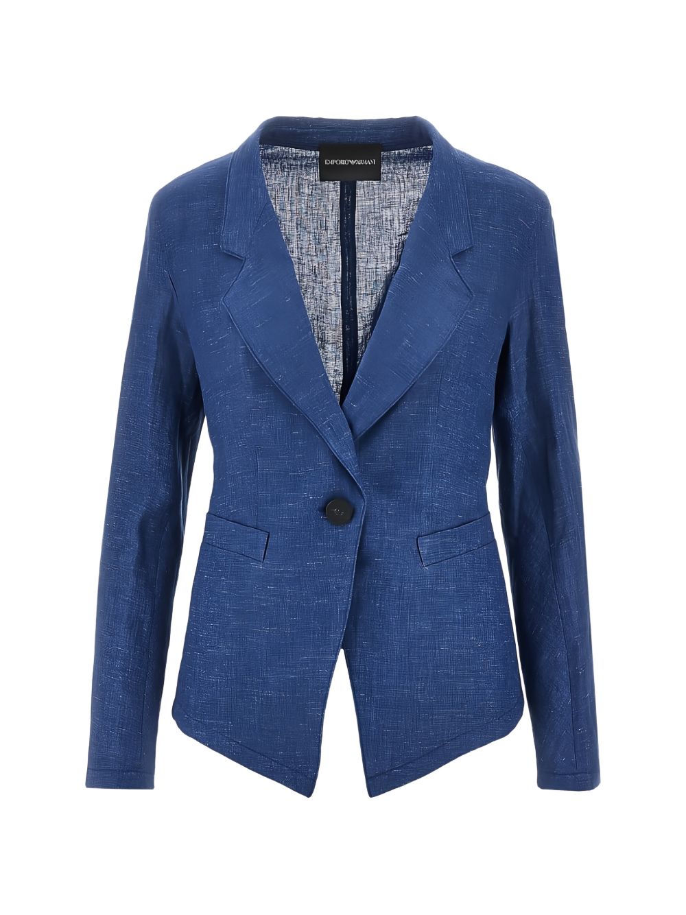 Emporio Armani Single-Breasted Linen Jacket Blue