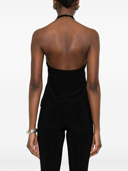 Norma Kamali Halterneck Tie Top Black