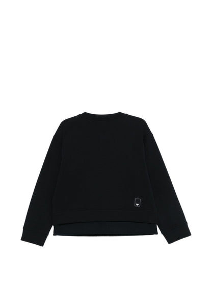 Emporio Armani Layered Hem Crew Neck Sweater Blue