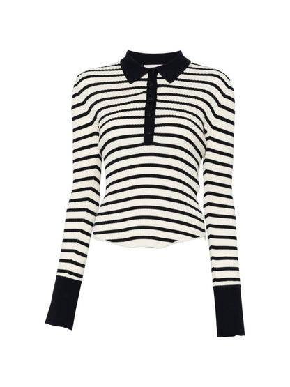 Semicouture Striped Cotton Polo Shirt Blue
