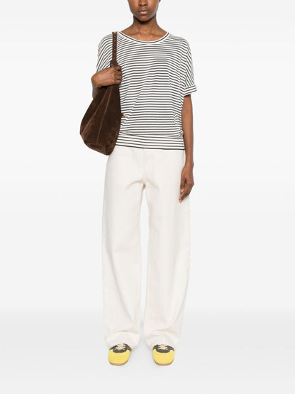 HERNO Striped Cotton Crewneck T-Shirt White