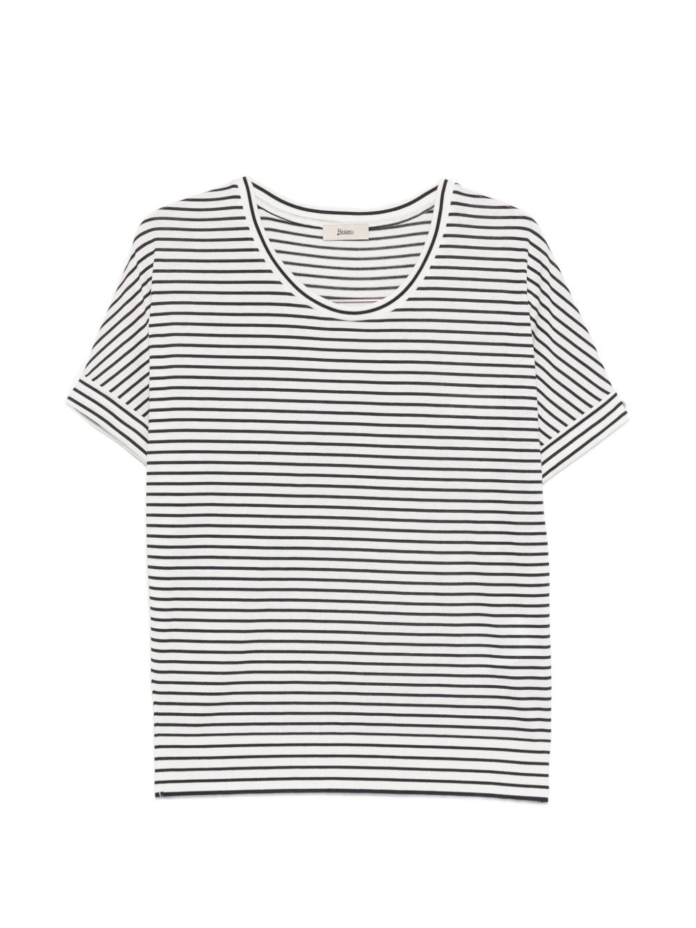 HERNO Striped Cotton Crewneck T-Shirt White