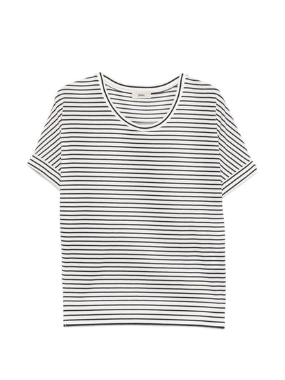 HERNO Striped Cotton Crewneck T-Shirt White